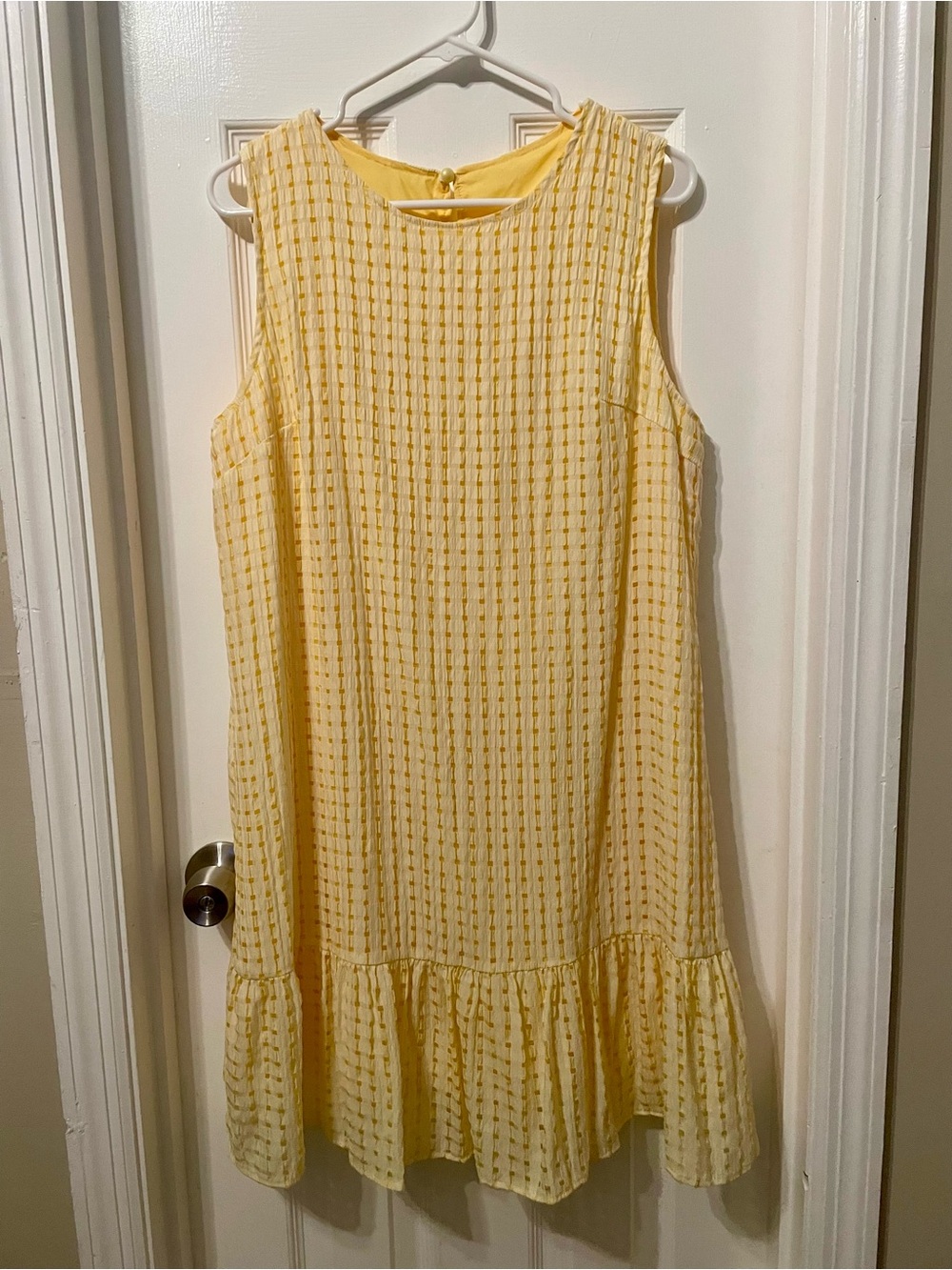 Sleeveless Yellow Ruffle-Hem Dress
